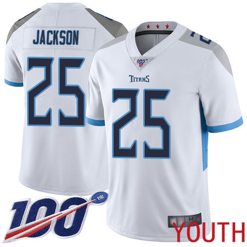 Tennessee Titans Limited White Youth Adoree  Jackson Road Jersey NFL Football #25 100th Season Vapor Untouchable->youth nfl jersey->Youth Jersey